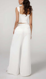 BOW-EMBELLISHED TWO-PIECE SUIT IN WHITE