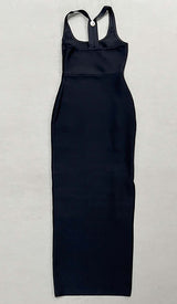 BUCKLE BANDAGE MAXI DRESS IN BLACK