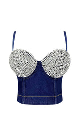 BUSTIER DENIM TOP IN BLUE