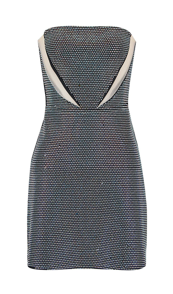 BANDEAU MESH BEADED MINI DRESS