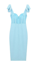 CRYSTAL CORSET MIDI DRESS IN SKY BLUE