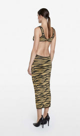 CUT OUT LEOPARD KNIT MAXI DRESS