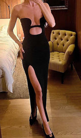 CUT-OUT BODYCON MAXI DRESS IN BLACK