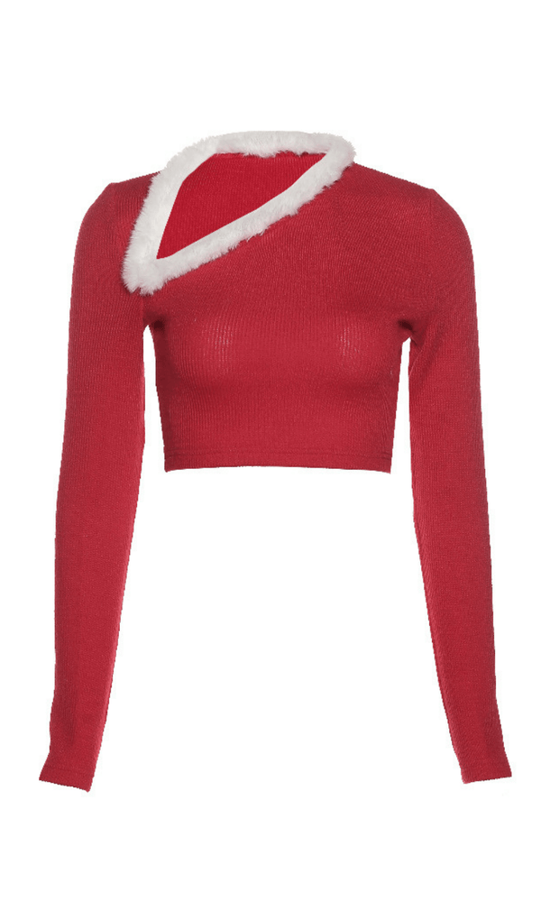 Cropped shoulder knit top