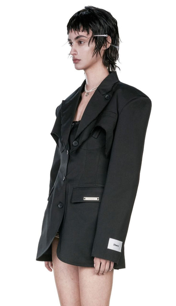 LEATHER JACKET SUIT IN BLACK