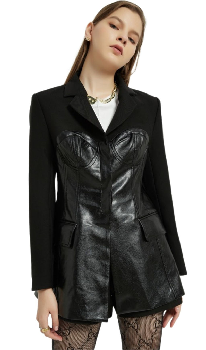 LEATHER JACKET SUIT IN BLACK