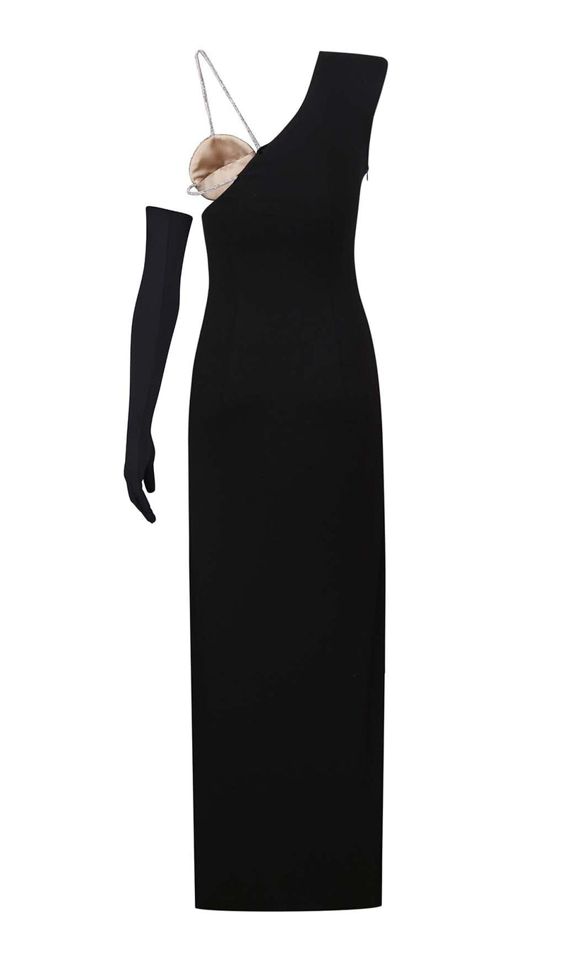 EXCLUSIVECM ASYMMETRIC HIGH-LOW DRESS IN BLACK