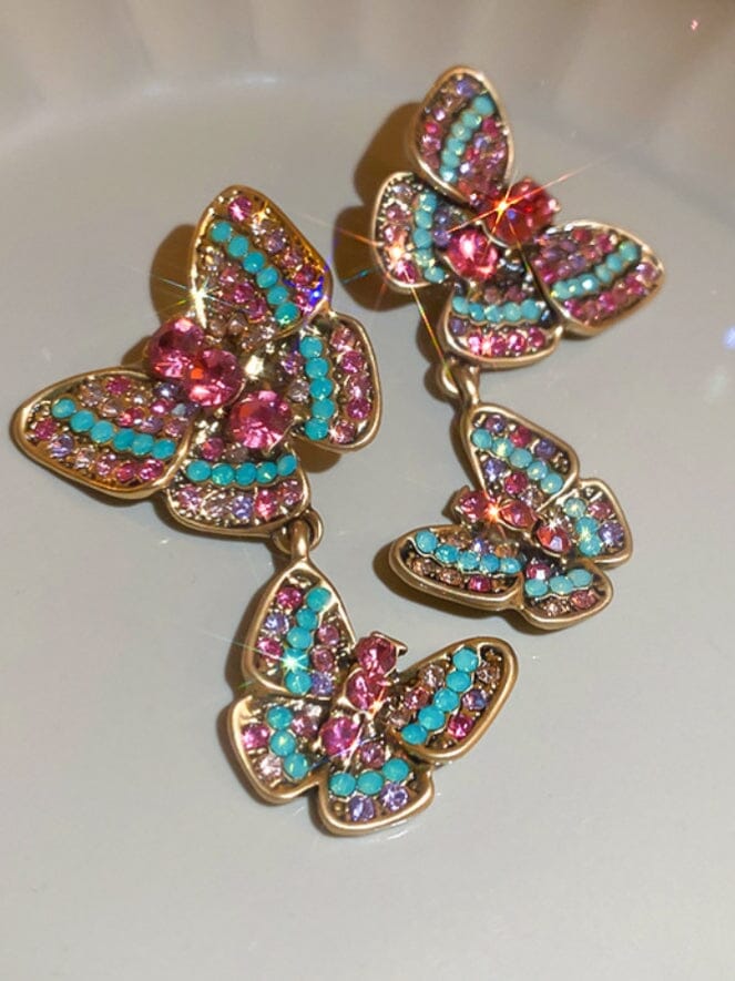 RHINESTONE BUTTERFLY EARRINGS