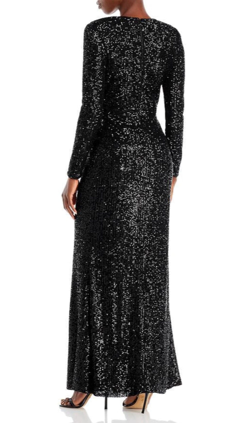 SEQUINED WRAP GOWN