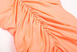 ORANGE ONE SHOULDER RUFFLE MINI DRESS