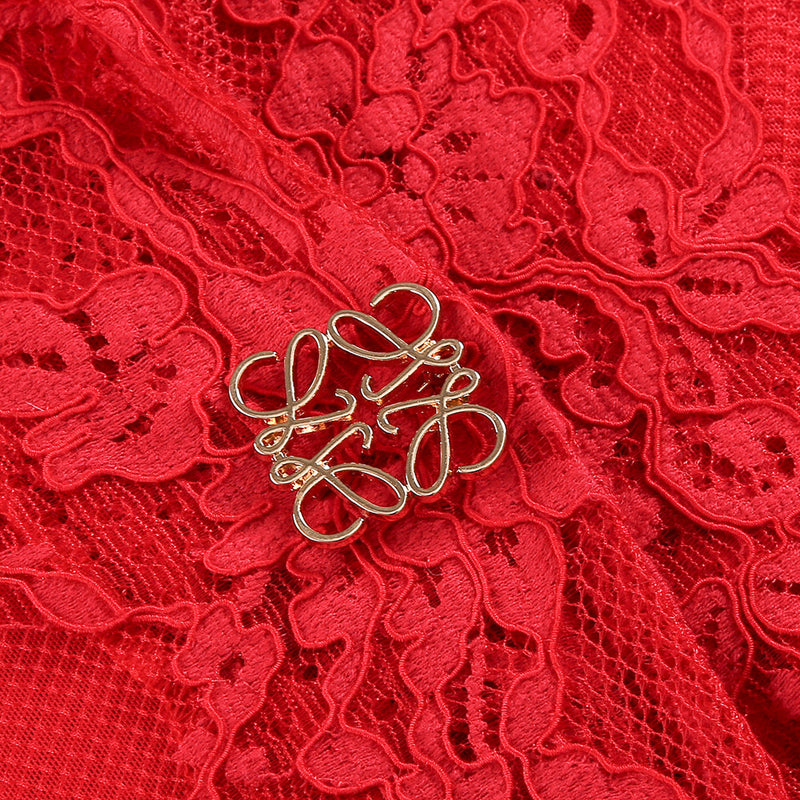 CAPRI FUCHSIA SPITZEN-BRALETTE-JACKENANZUG IN ROT 