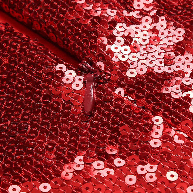 MINI-ROBE À SEQUINS EMBELLI FLORAL ROUGE 