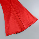 Neckholder-Maxikleid aus Satin mit Falten in Rot