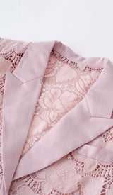 FLORAL CUTWORK JACKET DRESS SET IN PINK