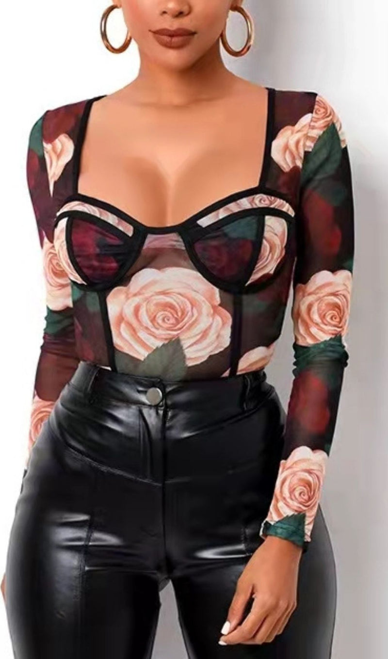 FLOWER PRINT BODYSUIT