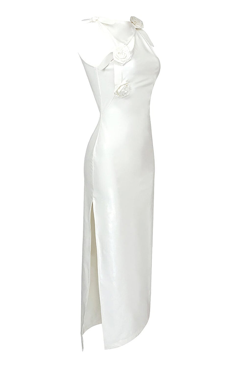 GLAM WITH EDGY SKINTIGHT LATEX GOWN IN WHITE