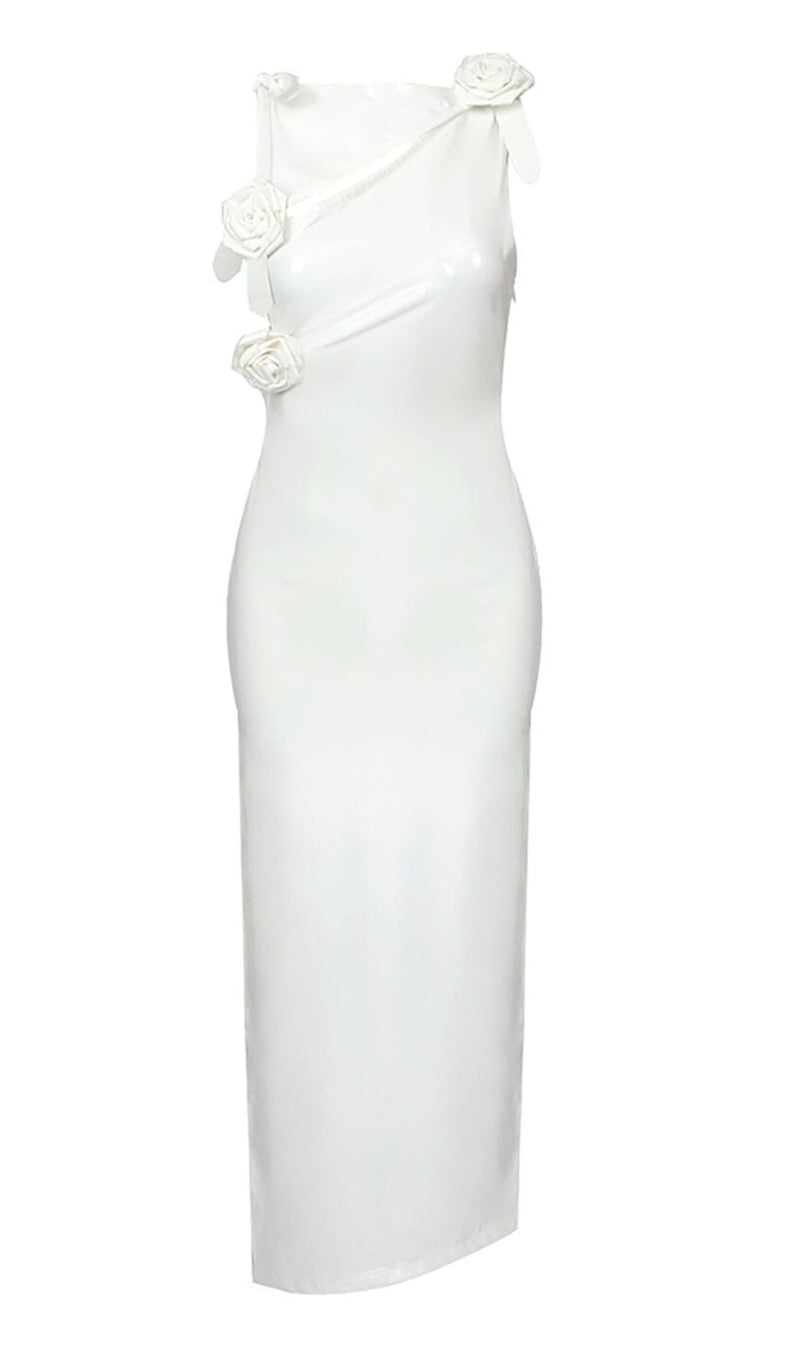 GLAM WITH EDGY SKINTIGHT LATEX GOWN IN WHITE