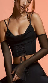 HALTER CORSET TOP IN BLACK