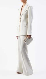 HIGH-RISE FLARED JACKET SUIT IN IVORY