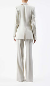 HIGH-RISE FLARED JACKET SUIT IN IVORY