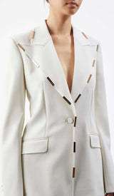 HIGH-RISE FLARED JACKET SUIT IN IVORY