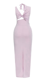 HIP WRAP BANDAGE MIDI DRESS IN LILAC