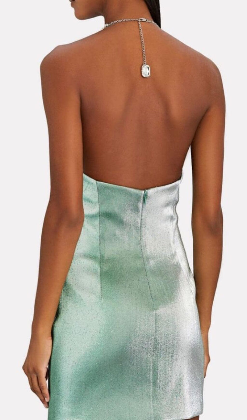 DIAMOND SUSPENDER DRESS IN MINT GREEN