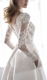  LACE STITCHED WEDDING DRESS IN WHITE