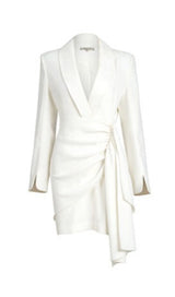 SUIT WRAP DRESS MINI DRESS IN WHITE 