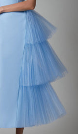 MESH STITCHED DRESS IN LIGHT BLUE