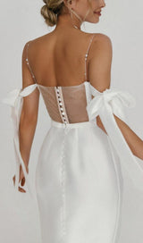 PEARL SUSPENDER MAXI DRESS IN WHITE