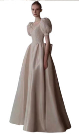 LACE STITCHED SATIN MAXI DRESS IN WHITE