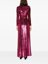 BURGUNDY RUCHED SEQUINED MAXI DRESS