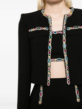 CRYSTAL-EMBELLISHED CADY CROPPED JACKET SKIRT SUIT