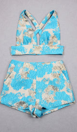 JACQUARD TWO PIECE SET IN BLUE