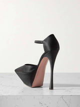 SATIN PLATFORM PUMPS IN BLACK