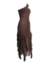 ASYMMETRIC SEE THROUGH RUFFLE DRESS