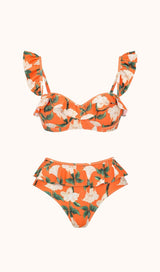 Kesia Ruffle Printed Bikini Three Piece Set