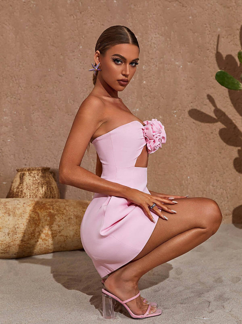 STRAPLESS CUTOUT MINI DRESS