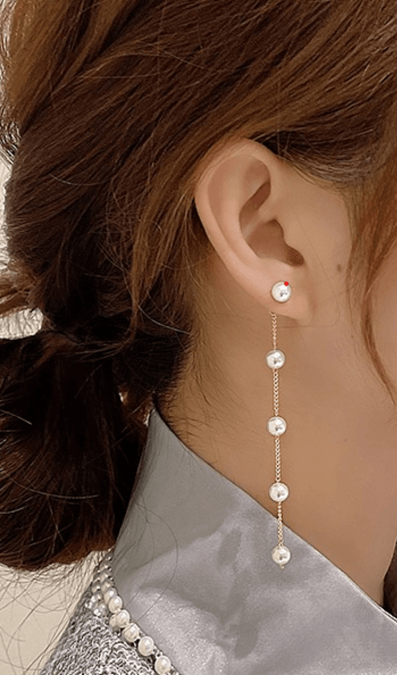 LONG PEARL TASSEL EARRINGS