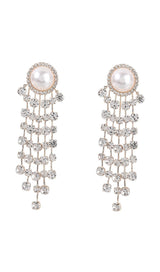 PEARL CRYSTAL TASSEL EARRINGS