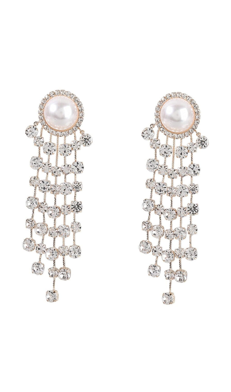 PEARL CRYSTAL TASSEL EARRINGS