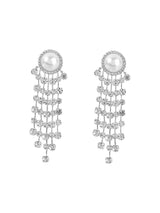 PEARL CRYSTAL TASSEL EARRINGS