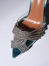 CRYSTAL EMBELLISHED SANDALS IN BLUE