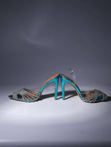 CRYSTAL EMBELLISHED SANDALS IN BLUE