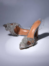 CRYSTAL EMBELLISHED SANDALS IN SILVER