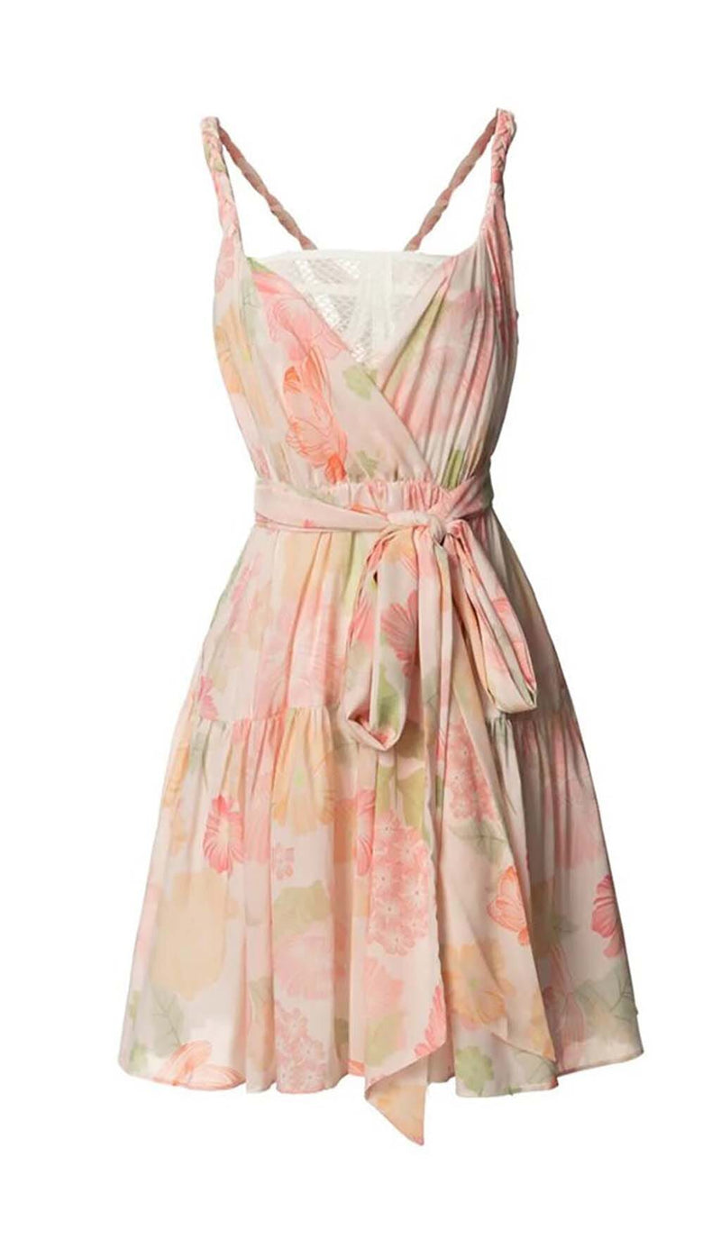 MIAMI FLORAL MINI DRESS IN PINK