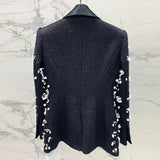 BLACK 3D BEAD FLORAL JACKET