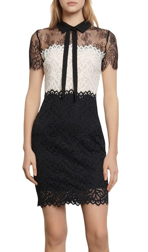 ROZEN TWO-TONE LACE MINI DRESS