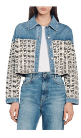 CORDOUE LOGO JACQUARD DENIM CROPPED JACKET